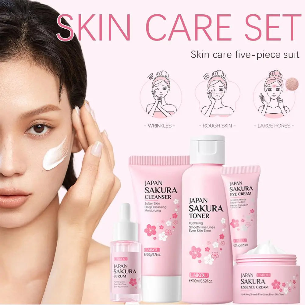 Sakura Essence 5-Piece Skincare Gift Set – Full Face Care Routine Skincare Gift Set Oasis Select