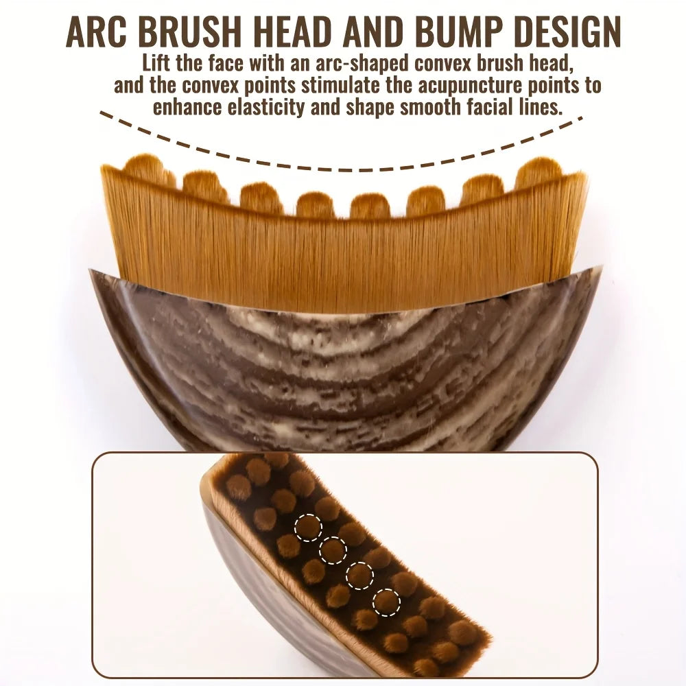 Lymph Contour Facial Brush, Dry Brush for Face, Jawline, and Chin Shaping, Ergonomic Design, Precise Fit to Light Beige Oasis Select