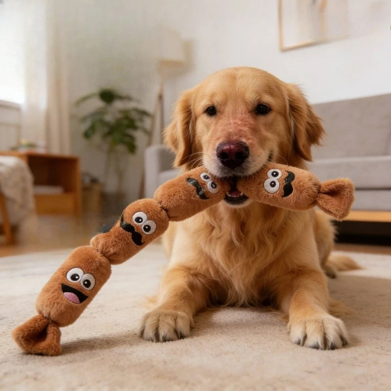 Creative and Interesting Sausage Shaped Squeaky Dog Plush Toy Bite Resistant Molar Chew Toy for Puppy Teeth Cleaning Oasis Select