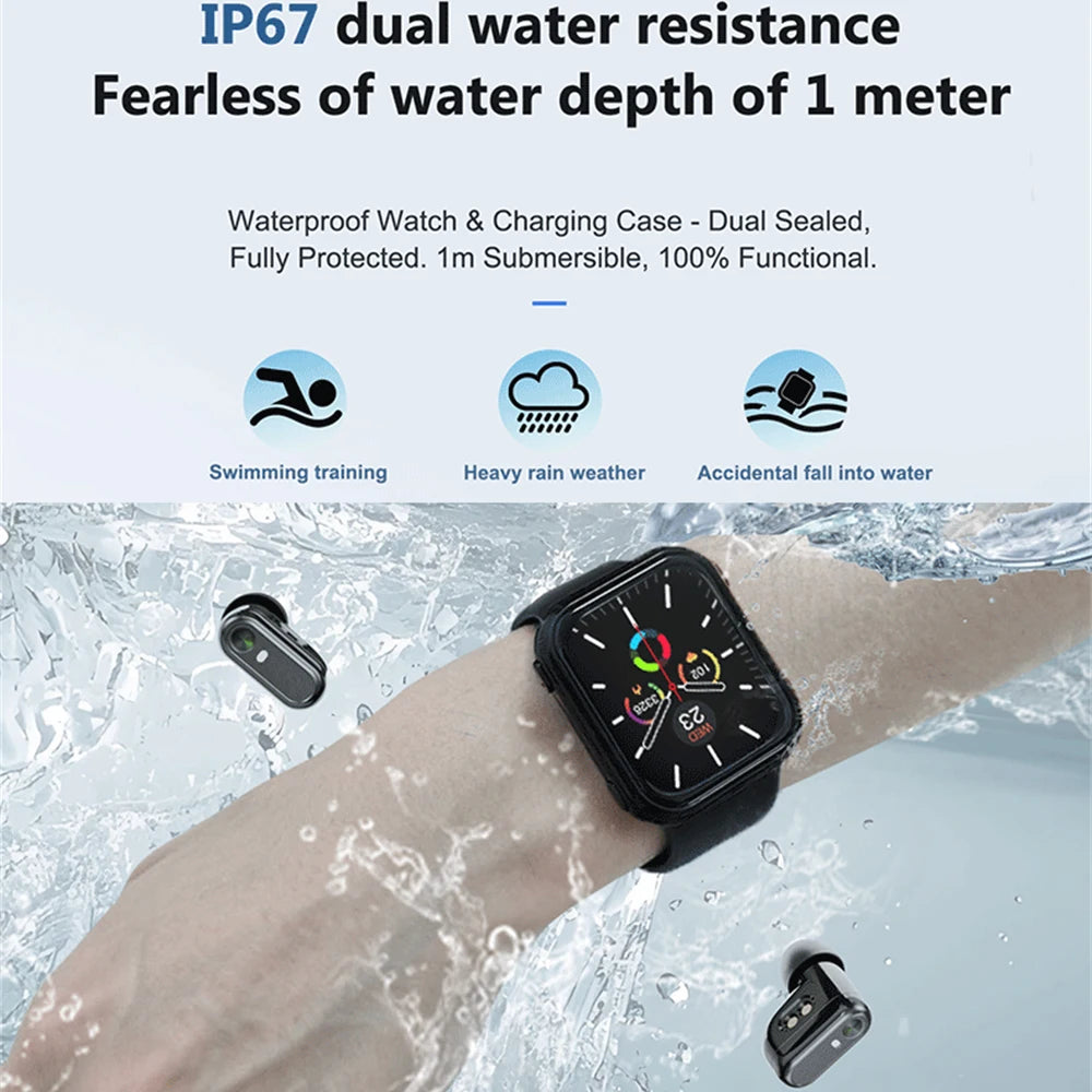 2 In 1 Equipped With TWS Earphones Smart Watch Women Men Sports Sleep Heart Rate Health Monitoring BT Call Music Smartwatch Lady Oasis Select
