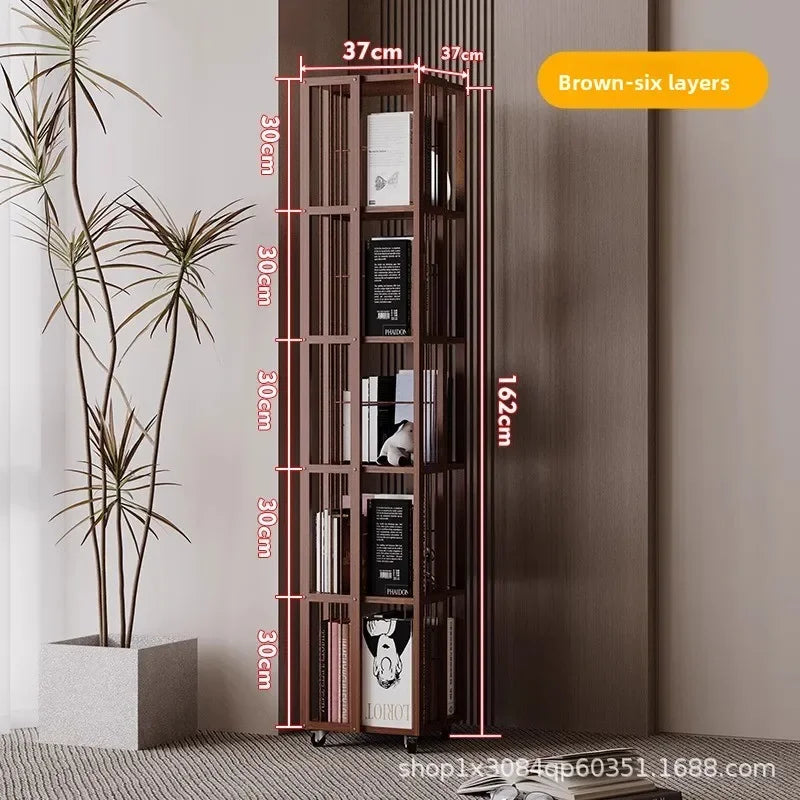 Multi-functional Rotating bookshelf Home living room Movable multi-layer shelf Non-solid wood storage artifact Simple bookcase Oasis Select