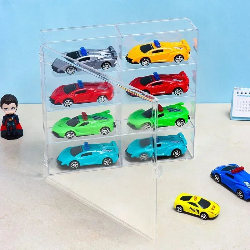 Acrylic Car Display Box 1:64 For Hot Wheels Car Model Toy 8 Grid Cabinet Rack Dustproof Stackable Car Storage Boxes Transparent Oasis Select