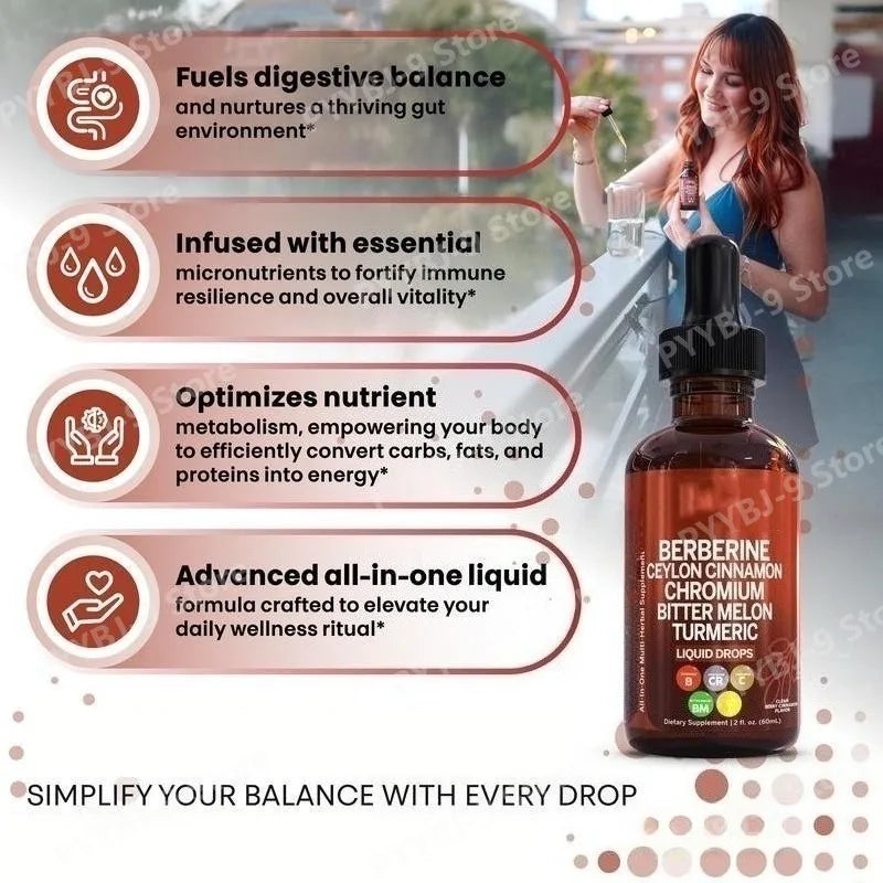 Berberine Chromium Turmeric Ginseng Liquid Drops 60ml Herbal Liquid Drops Oasis Select