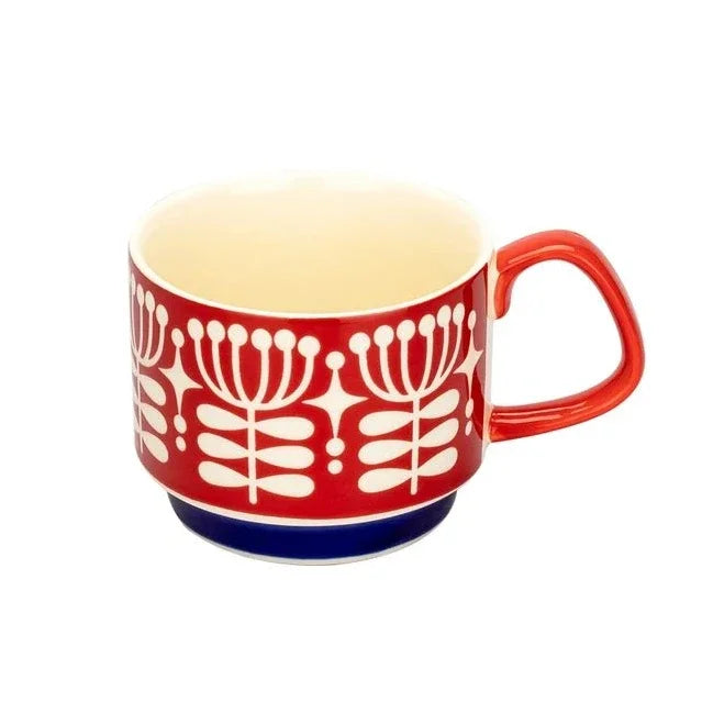 300ml Japanese Flower Coffee Mug Set Retro Ceramic Milk Oats Mug Office Water Handgrip Cup Kitchen Party Drinkware Set Oasis Select F 300ml