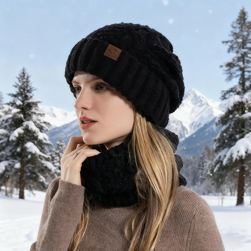 1pc Thickened Winter Hat and Scarf Set, Ear Protection Beanie & Shawl for Men Women, Unisex Couple Cold Weather Gear,Christmas Oasis Select