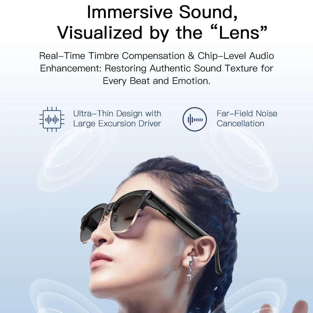 696 Smart Shooting Glasses Voice Assistant Take Photos And Videos Real-Time Translation 800W Camera Smart Glasses Sunglasses Oasis Select