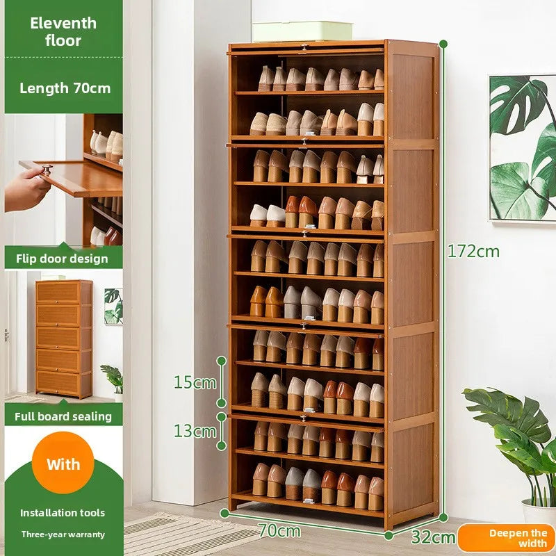 Shoe cabinet storage rack household modern door large capacity simple space saving ultra-thin solid wood Oasis Select Eleven floors 70