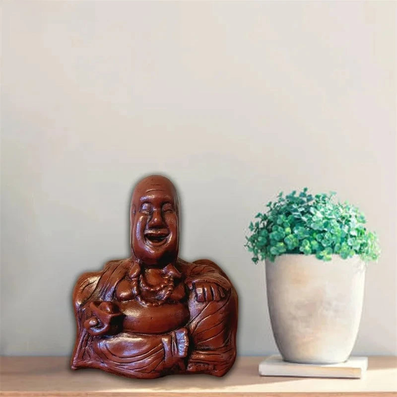 1Pcs Middle Finger Laughing Buddha Statue Resin Ornament Buddha Flip Statue Unexpected Backside Funny Joke Prank Gag Gifts Oasis Select