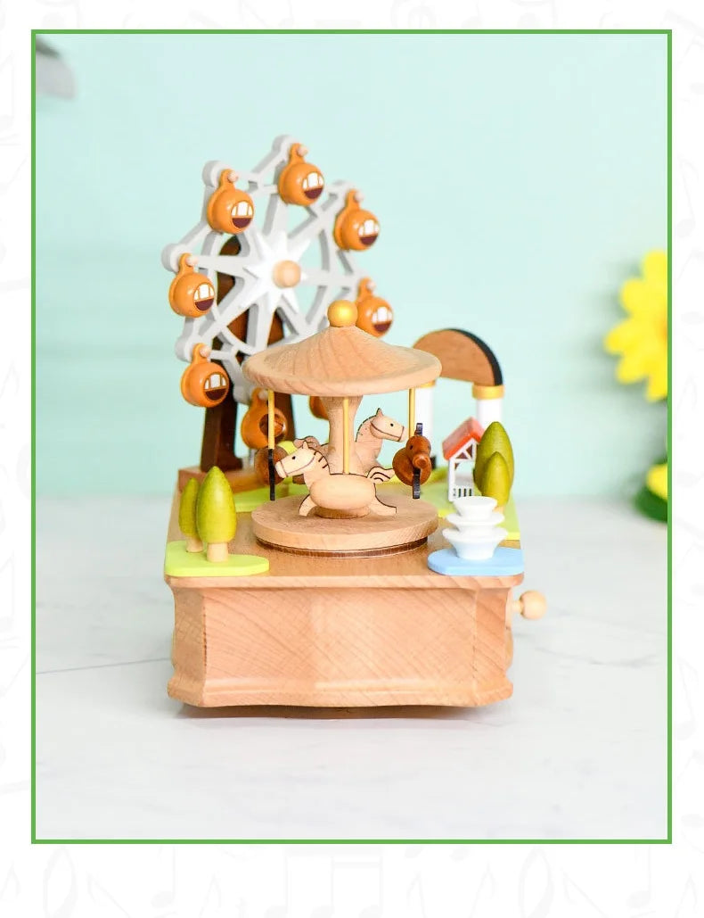 Desktop music box creative cartoon ornament birthday gift creative exquisite music box carousel Ferris wheel Oasis Select