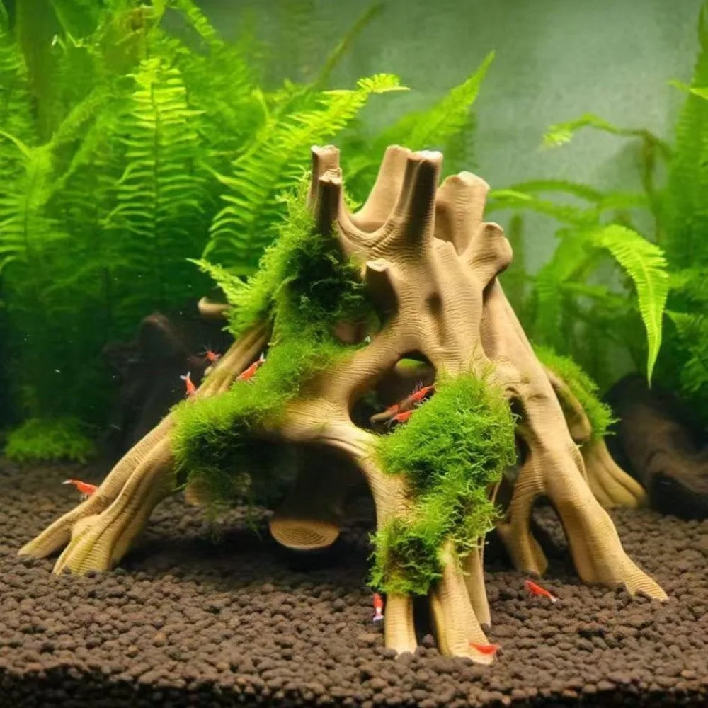 Tree Root Caves Fish Shrimp Crawling Pets Hideout Breeding House Driftwood Root Aquarium Hideout Multi-Hole Fish Shrimp Shelter Oasis Select