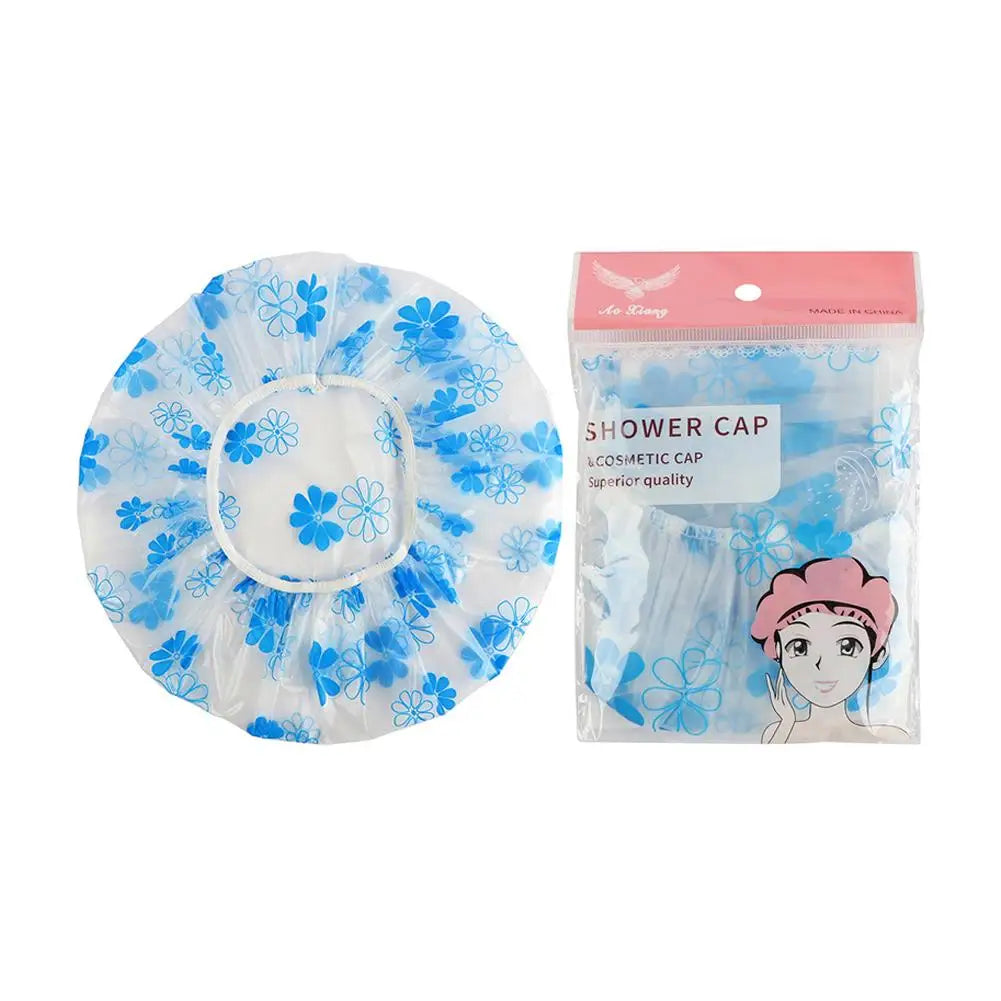 Waterproof Reusable Shower Cap for Women – Spa & Bath Shower Cap Oasis Select blue flower