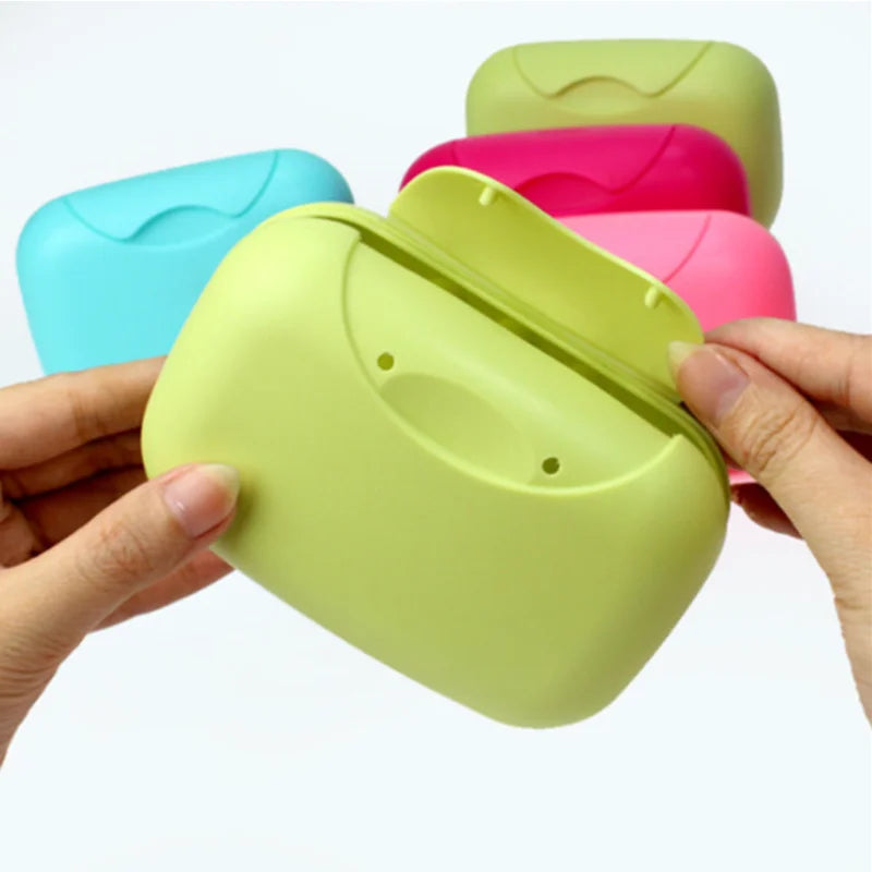 Portable Travel Soap Box Container Bathroom Acc Home Plastic Soap-Boxes with Cover Small/big Sizes Candy Color Soaps Dish Holder Oasis Select