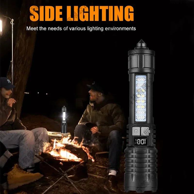 Portable Rechargeable Flashlight Multi-Function Outdoor Specific LED Flashlight With COB Warning And Searchlight Oasis Select