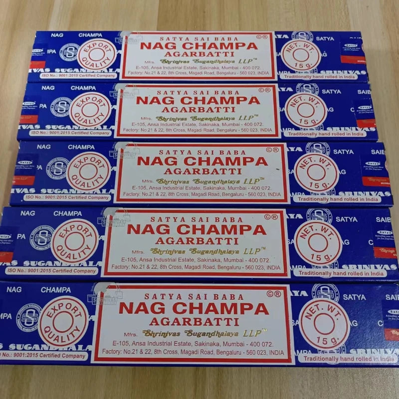 5BOX NAG Champa Incienso Satya Incense Collection Satya Handmade Sticks with Flavors Refreshing Medicinal Aromas Home Fragrances Oasis Select NAGCHAMPA 5 small box