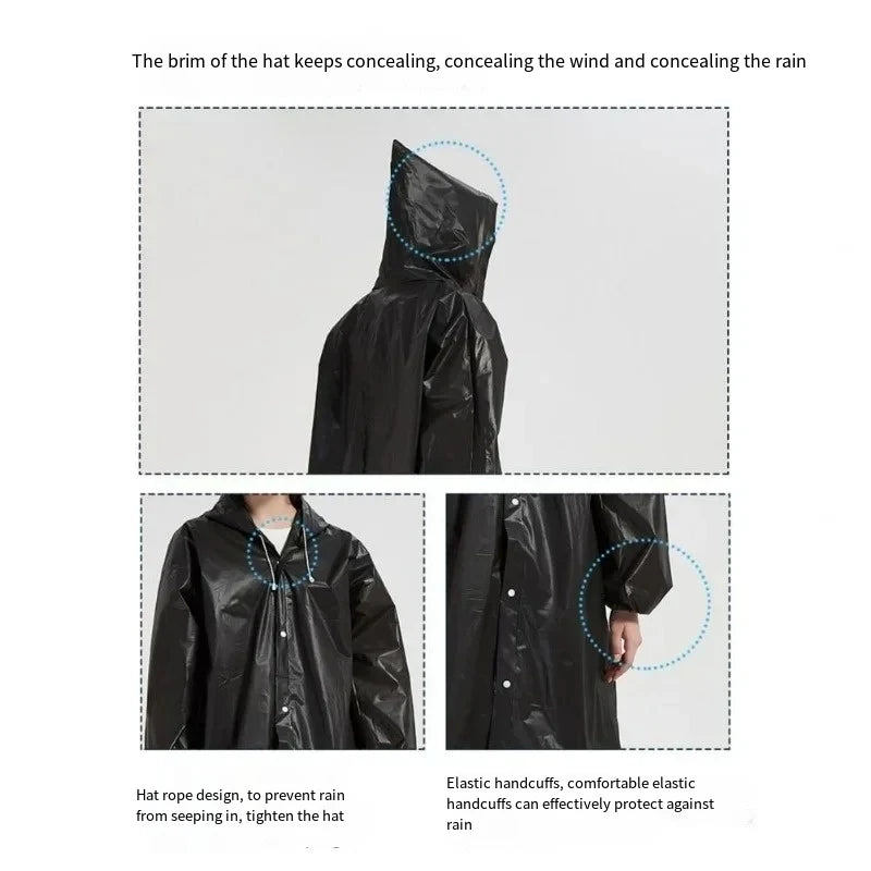 High Quality 1Pcs EVA Unisex Raincoat Thickened Raincoat Women Waterproof Men Black Camping Rainwear Rain Shoe Cover Suit Oasis Select