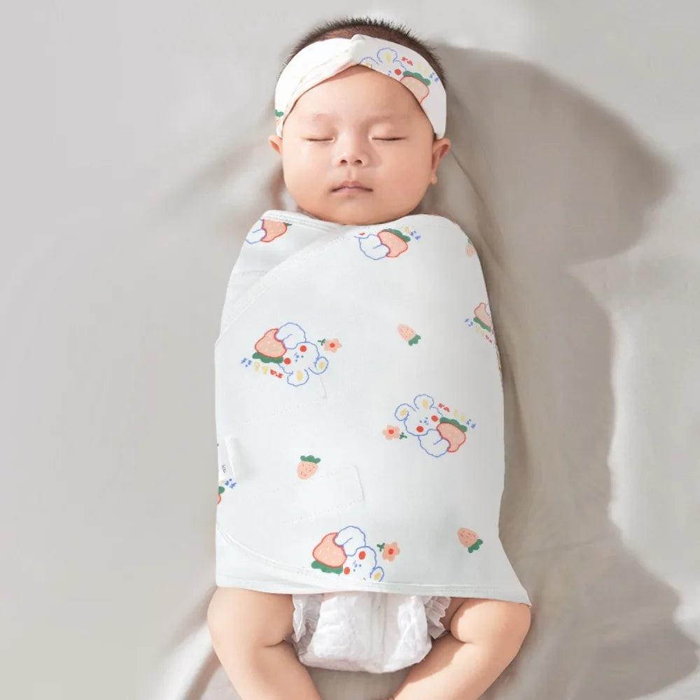 Comfortable Anti-startle Sleeping Bag Cotton Single Layer Swaddle Blanket Cartoon Newborn Wrap Oasis Select Strawberry Rabbit