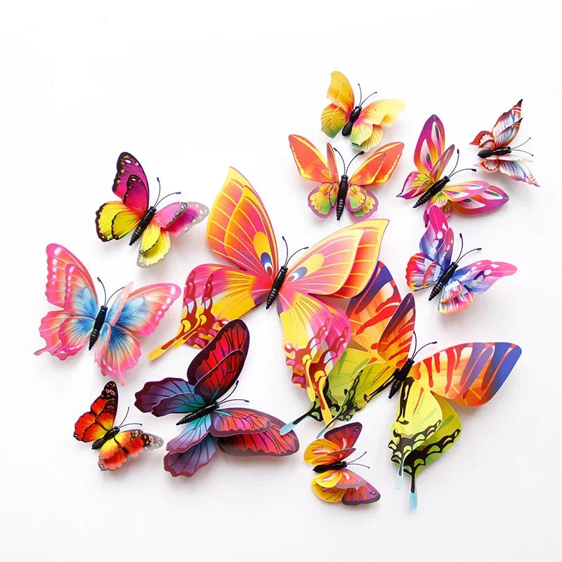 New 12/24pcs 3D Butterfly Wall Stickers Home Christmas Wedding Decoration Photography Props Magnetic Refrigerator Magnets Oasis Select