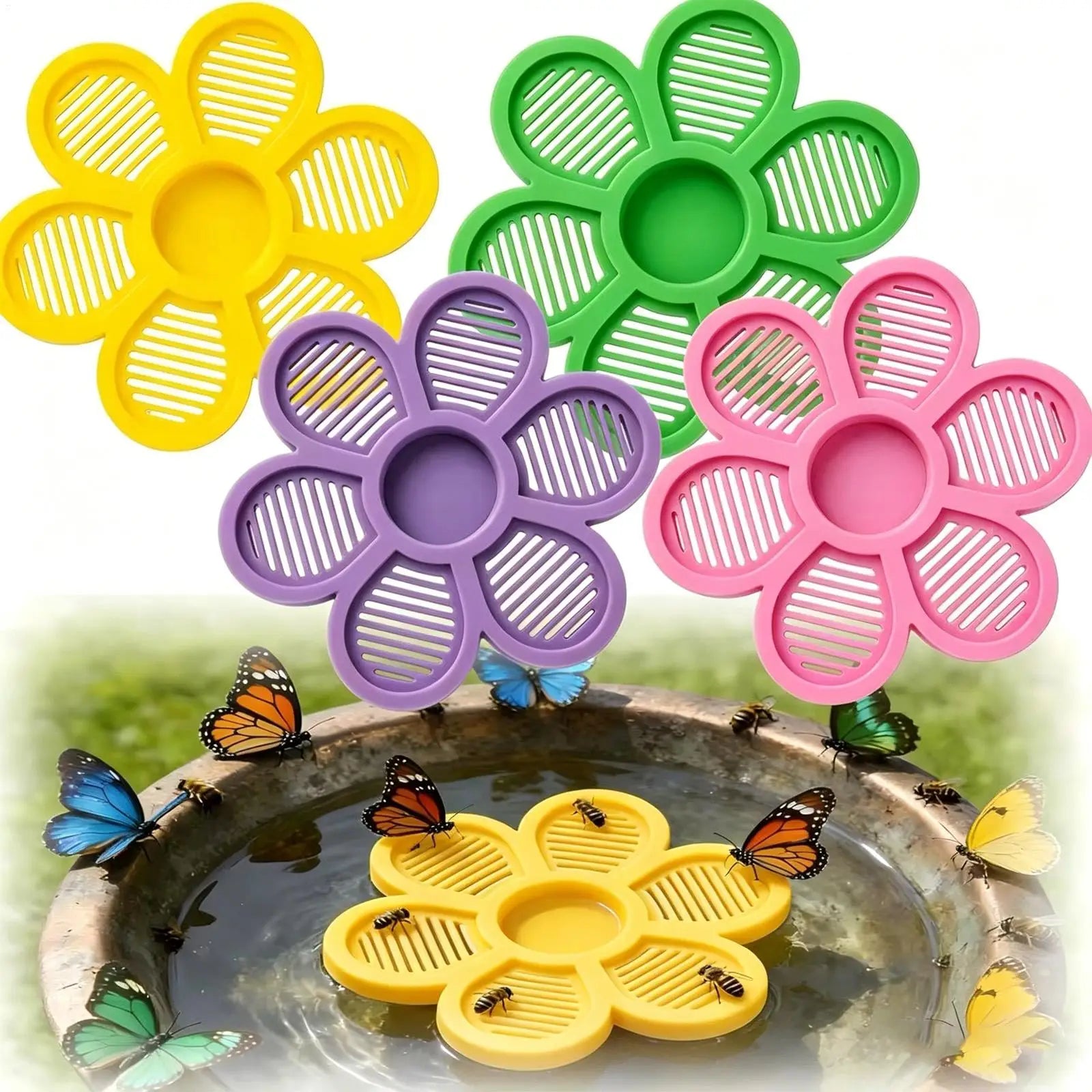 Floating Bee Island-Bee Waterer Bee Insect Drinking Tray Beekeeping Setups Luring Insect Waterer Island Tray For Outdoor Garden Oasis Select