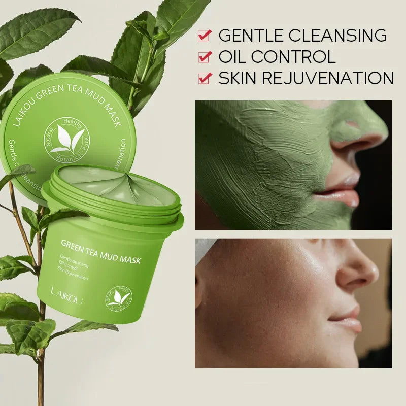 LAIKOU Green Tea Clay Mask 100g – Oil Control & Pore Minimizing