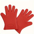 1 Pair Heat Resistant Kitchen Gloves, Non-Slip Waterproof Silicone Oven Mitts for Cooking Baking BBQ Dishwashing Oven Mitts Oasis Select Red