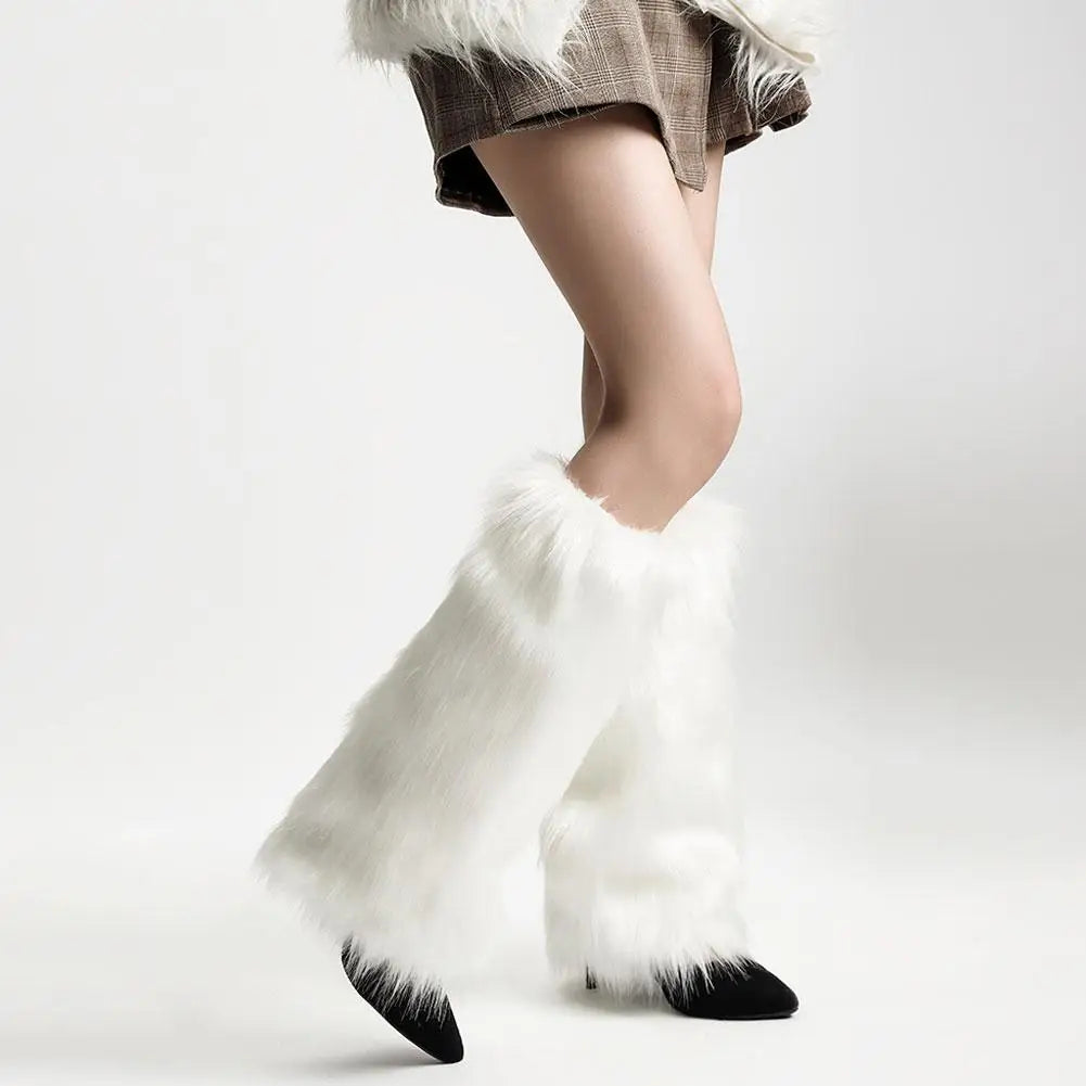 Women Faux Fur Leg Warmers Women Fall Leggings Jk Boots Stocking Girls Lolita Punk Boot Cover Harajuku Fur Foot Warming Cover Oasis Select