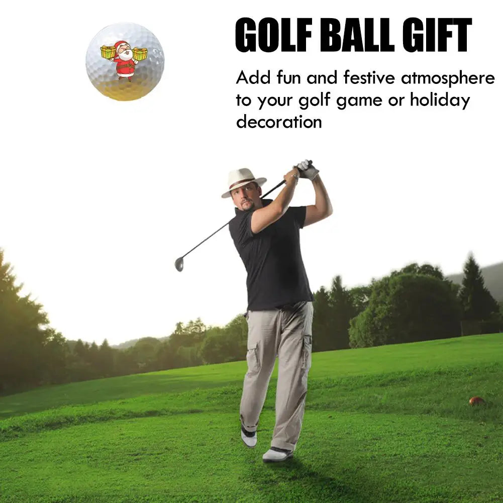 3pc golf ball，Festive Golf Balls Christmas Themed Designs With Santa Reindeer And Holiday Decorations Rubber Material Ideal Oasis Select