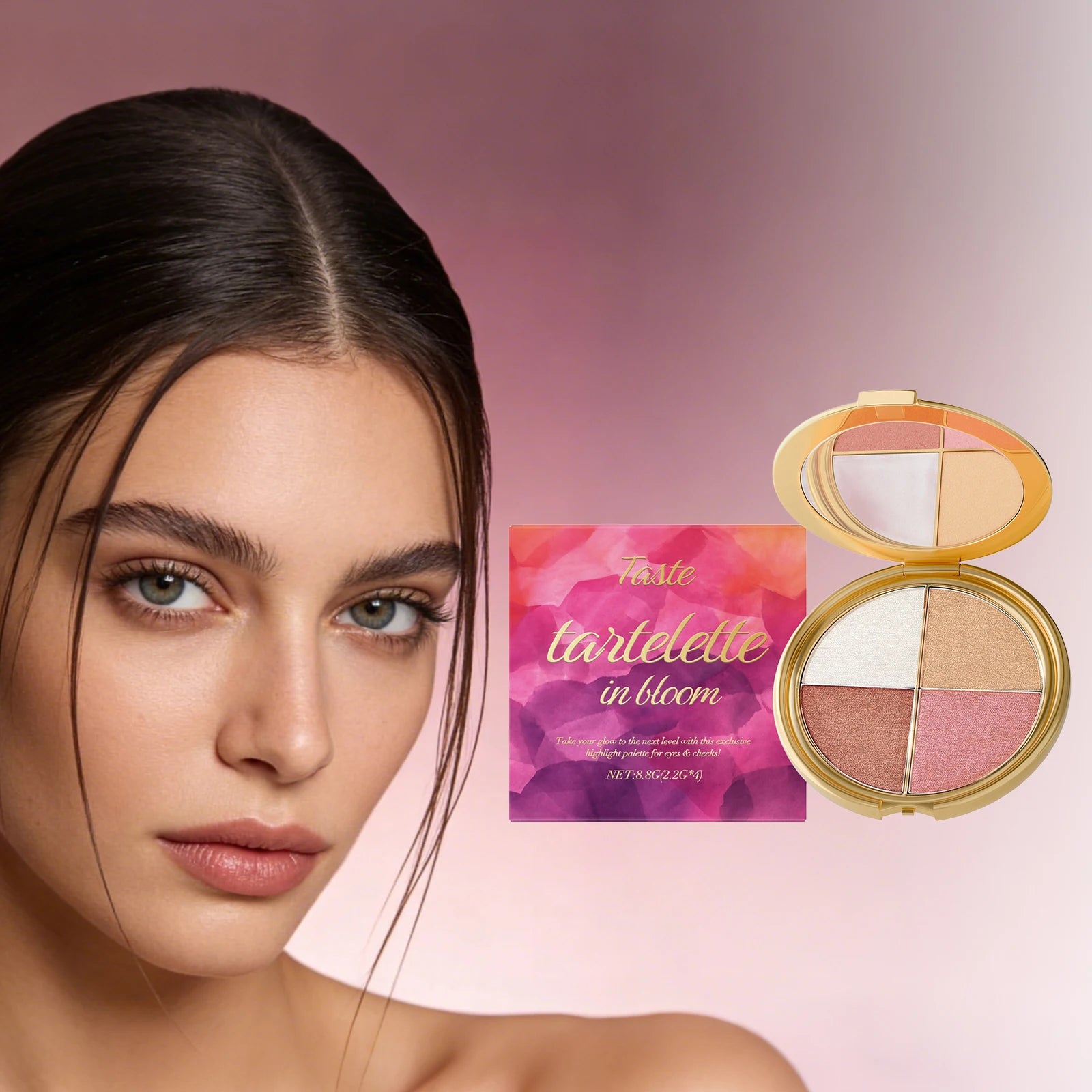 Highlight Powder Blusher Eye Shadow Plate Brighten Eye Area Smoothe Facial Skin Perfect Elegant Natural Look Portable Eye Makeup Oasis Select