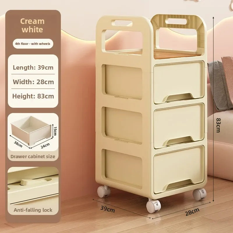 Multi-functional Drawer storage cabinet household living room snacks toys plastic storage box Oasis Select White 28-4B