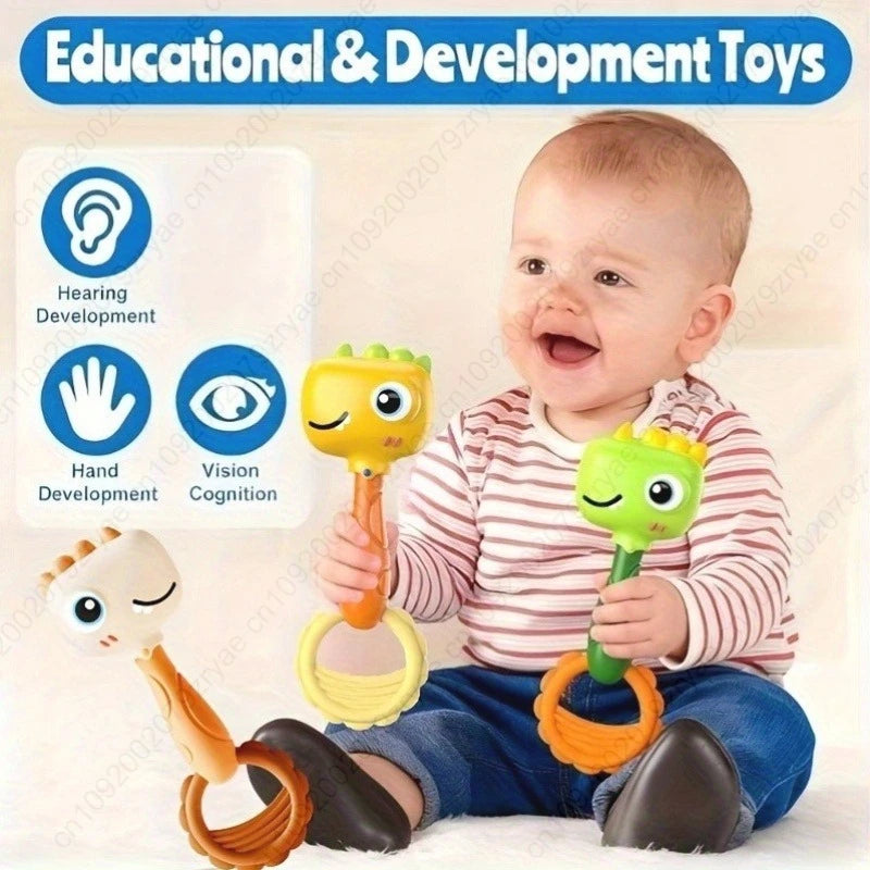 BABY Dinosaur Soothing Rattle-Safe Non-Toxic Sensory with Crinkle Sound,Gift for Christmas, Halloween,Birthdays, Playful Design Oasis Select