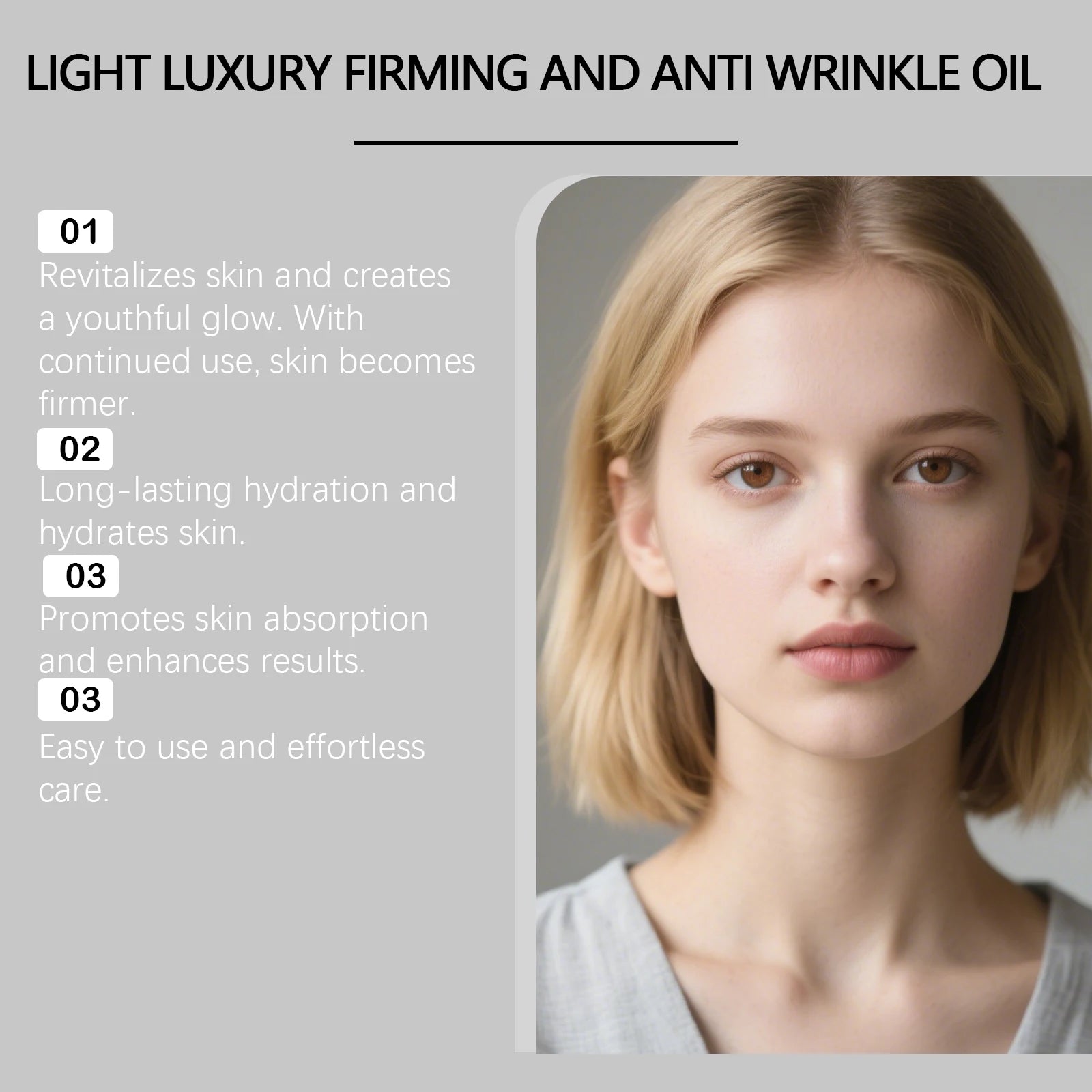 Firming Facial Care Oil Lifting Anti Wrinkle Lightens Lines Tightens Skin Nourishing Smoothing Soften Brightening Face Serum Oasis Select