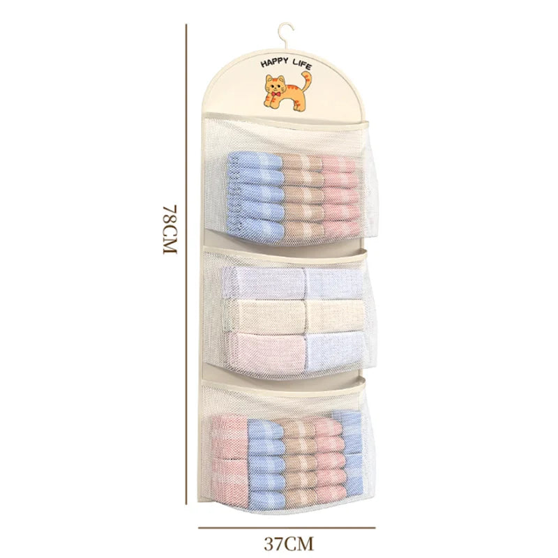 2/3Layer Large Capacity Storage Mesh Bag Underwear Socks Storage Bag Breathable Wardrobe Organizer With Clothes Hanger Oasis Select L
