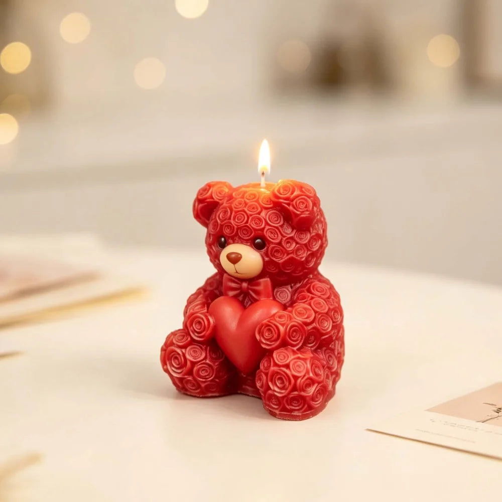 DIY Couple Bears Silicone Candle Mold Valentine's Day Handmade Gifts Aroma Gypsum Molds Home Decoration Crafts Making Oasis Select