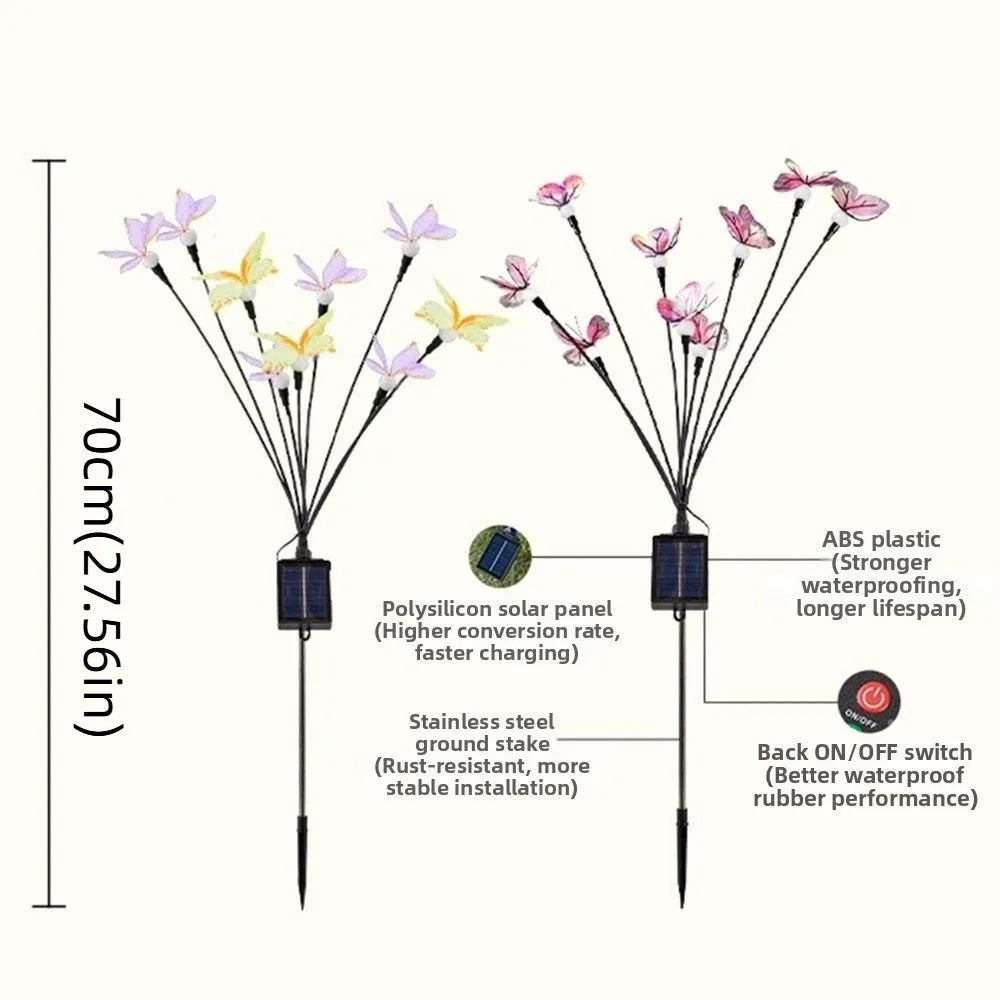 Butterfly Solar Garden Lights – 6/9 Head, 8 Modes, Waterproof