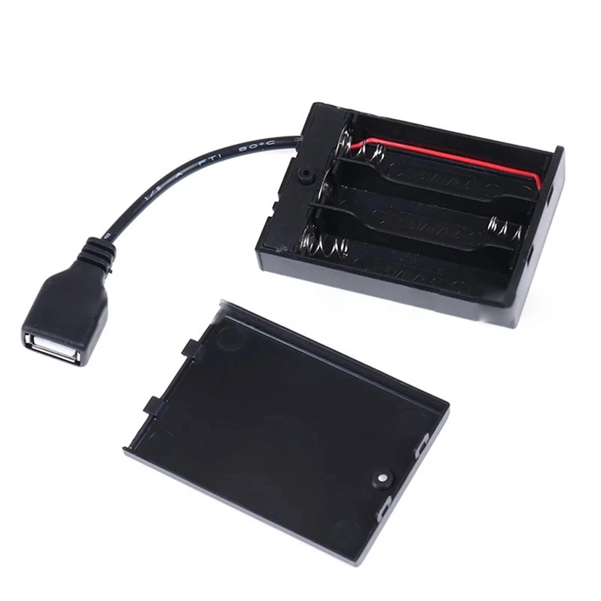 3XAA Battery Case with Cover and Switch Connected to USB Female Connector USB Female Socket Battery Holder Oasis Select