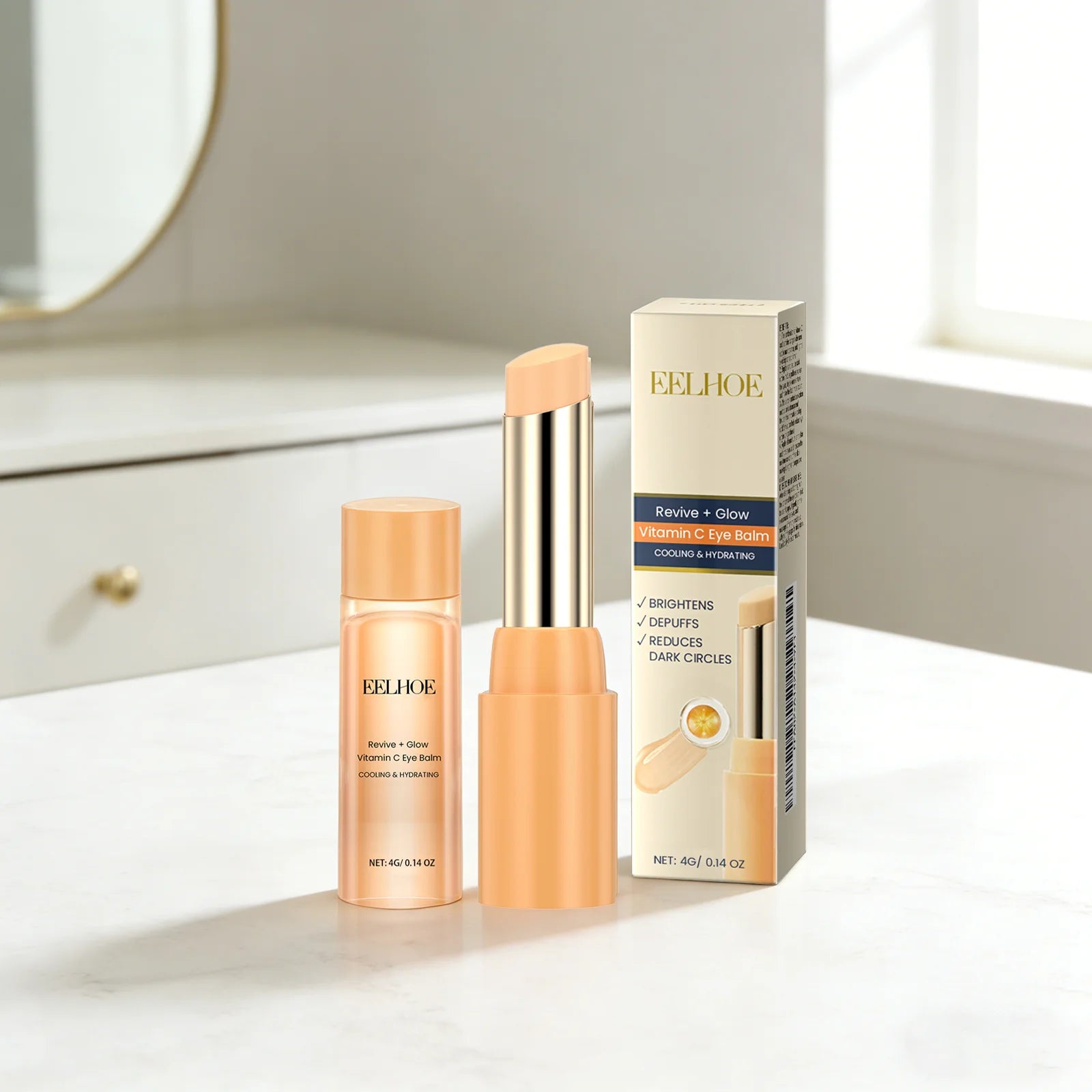 Vitamin C Eye Balm Remove Eye Bags Anti-Puffiness Dark Circles Brightening Eye Cream Deep Moisturizing Nourishing Eye Skincare Oasis Select