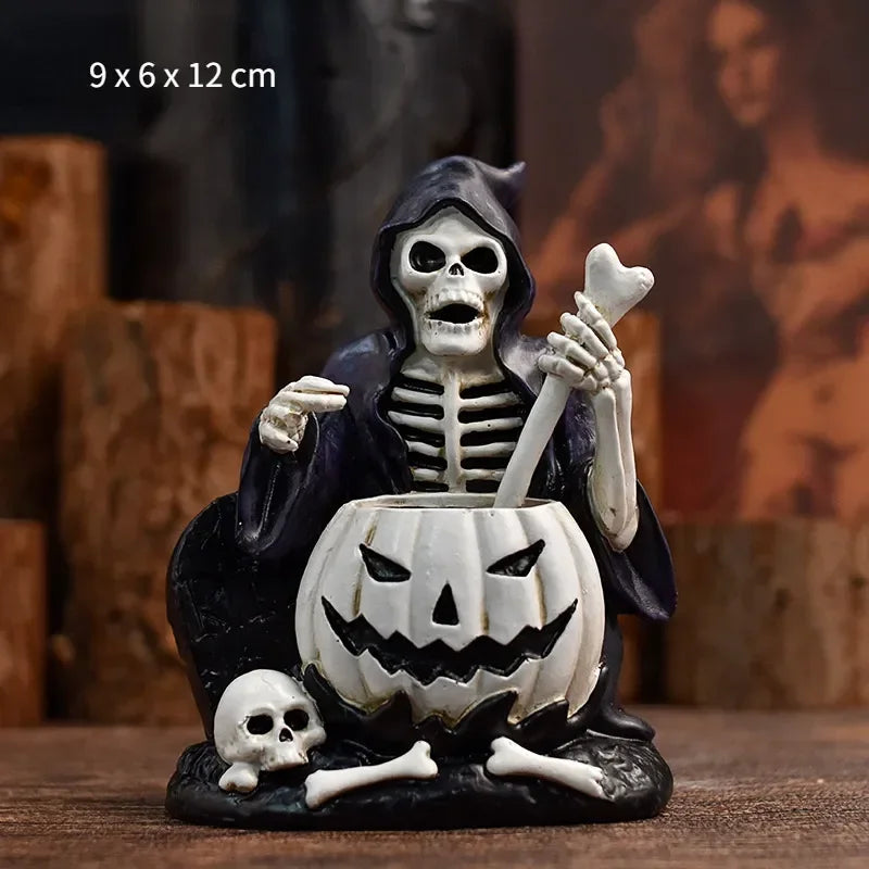 Skull Figurines Skulls Gothic Room Decor Horrible Ghost Resin Skeleton Sculptures for Interior Home Decorations Oasis Select Wizard China Mainland