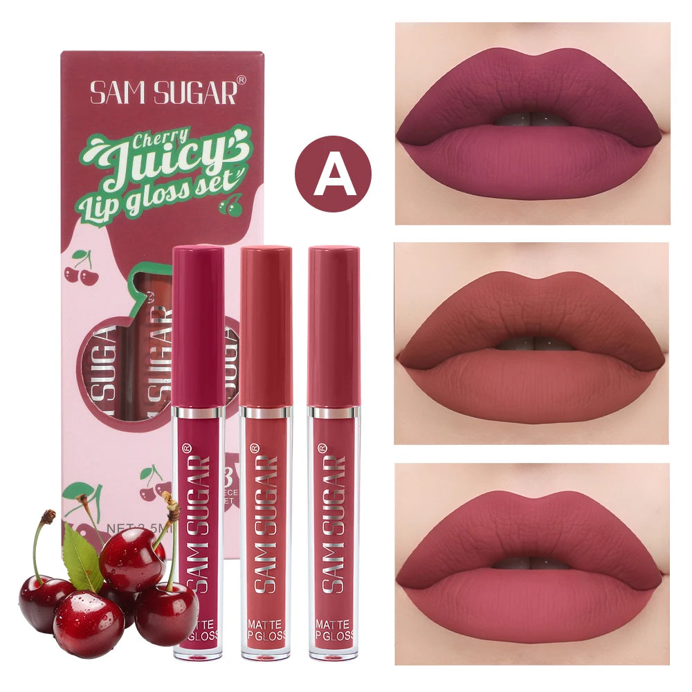SAM SUGAR Velvet Matte Lip Gloss Set – Long Lasting Lipstick Matte Lip Gloss Set Oasis Select A