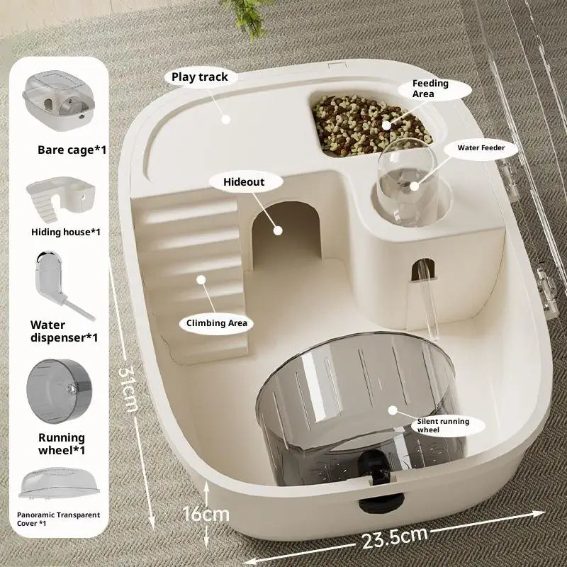 Luxury Large Capacity Hamster Cage 2-Layer Platform Golden Hamster Habitat Villa with Hiding Nest for Small Pets Oasis Select A1
