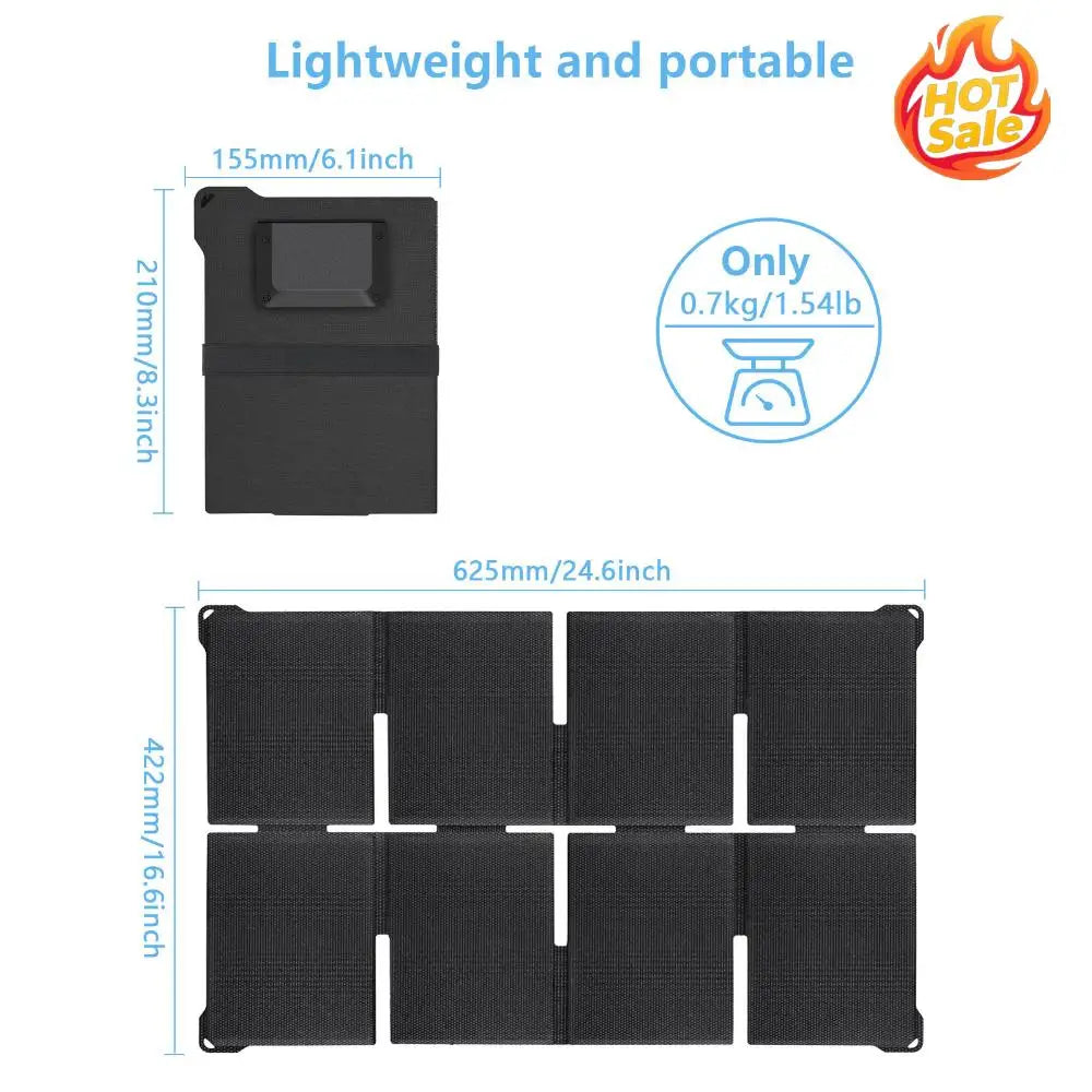 8Folds Sun-Powered Panels with USB-A and USB-C Ports Monocrystalline Silicon Solaring Chargers IPX6 Waterproof for Camping Light Oasis Select