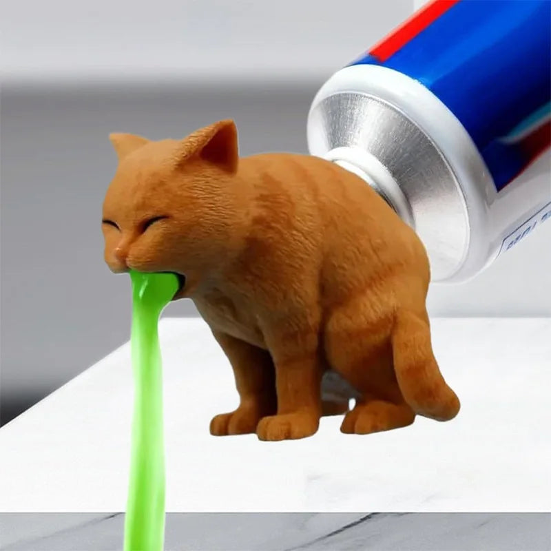 Creative Spoof Cat Vomited Toothpaste Head Funny Bathroom Toothpaste Dispenser Bathroom Accessories Oasis Select