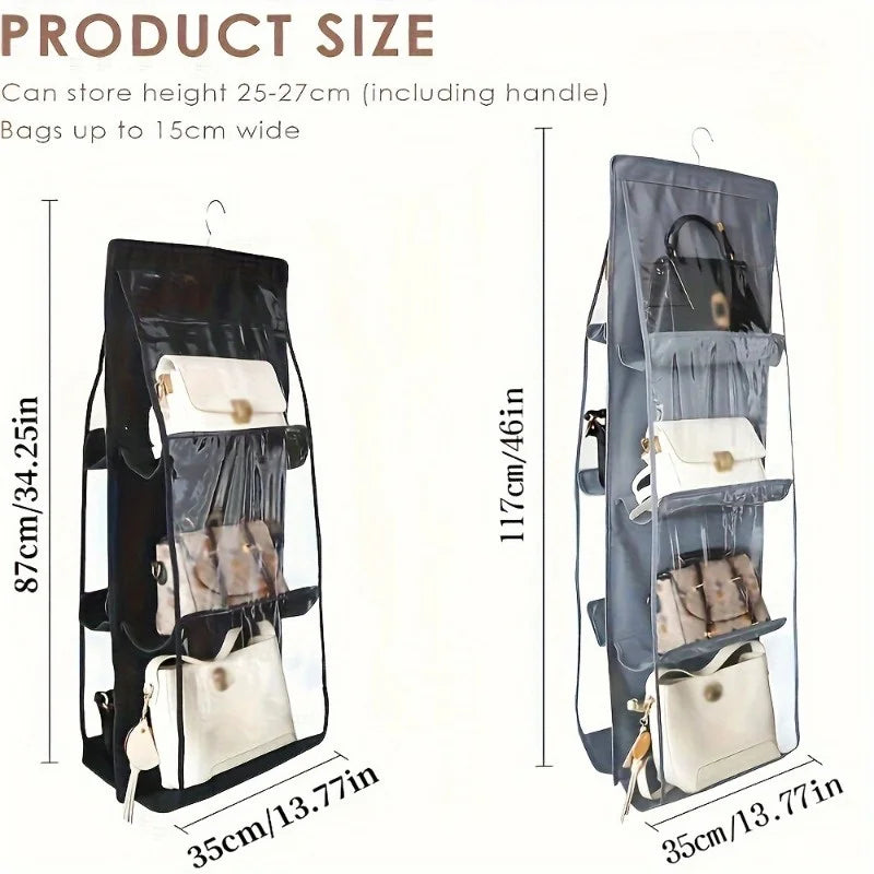 2pcs Wardrobe Closet Transparent Storage Bag Hanging Handbag Organizer Sundry Shoe Bag with Hanger Pouch Transparent Storage Oasis Select