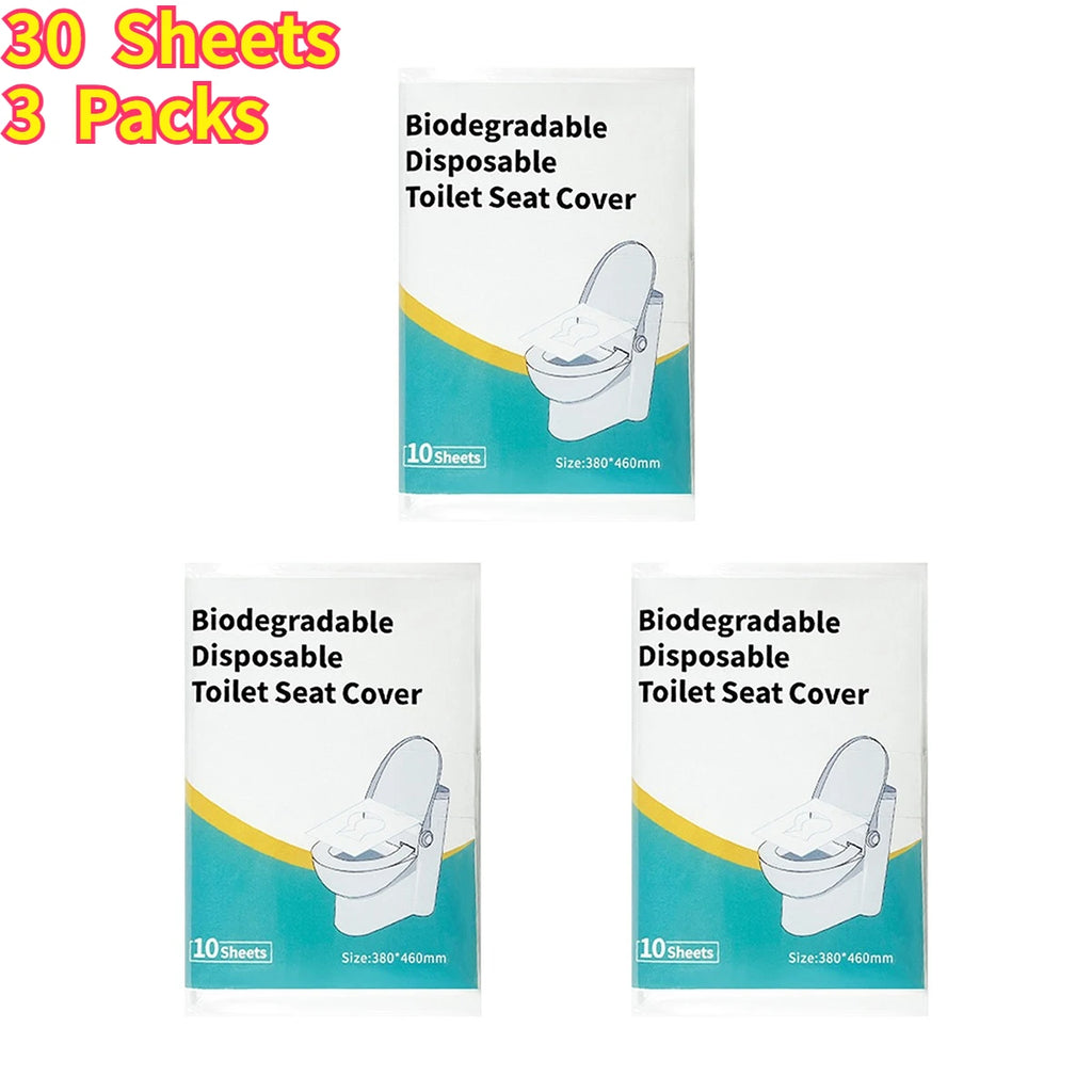 10/30/50 Sheets Disposable Toilet Seat Covers – 10 Count Compact Travel Pack, Adhesive-Free for Airplane & Public Restrooms Oasis Select 30Sheets-3Packs