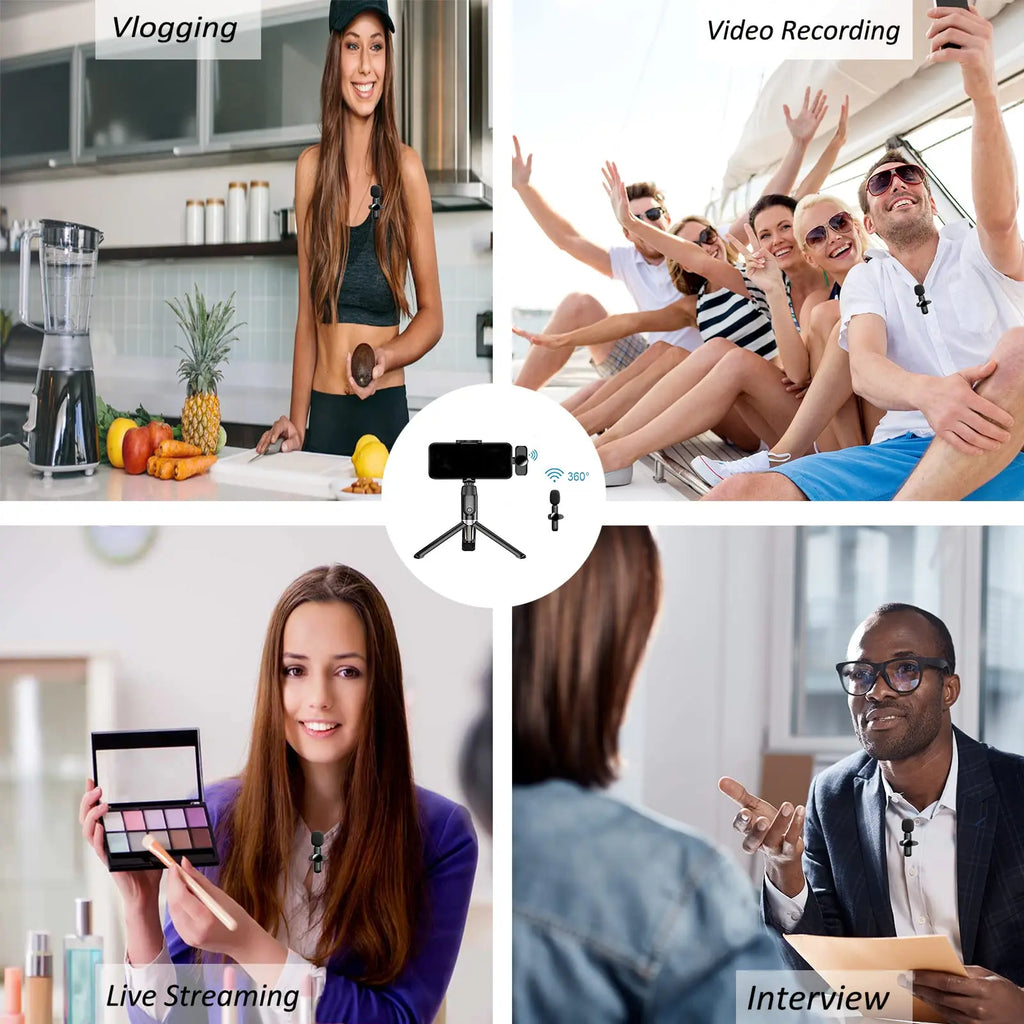 Wireless Dual Lavalier Mic Kit for iPhone, Android & PC
