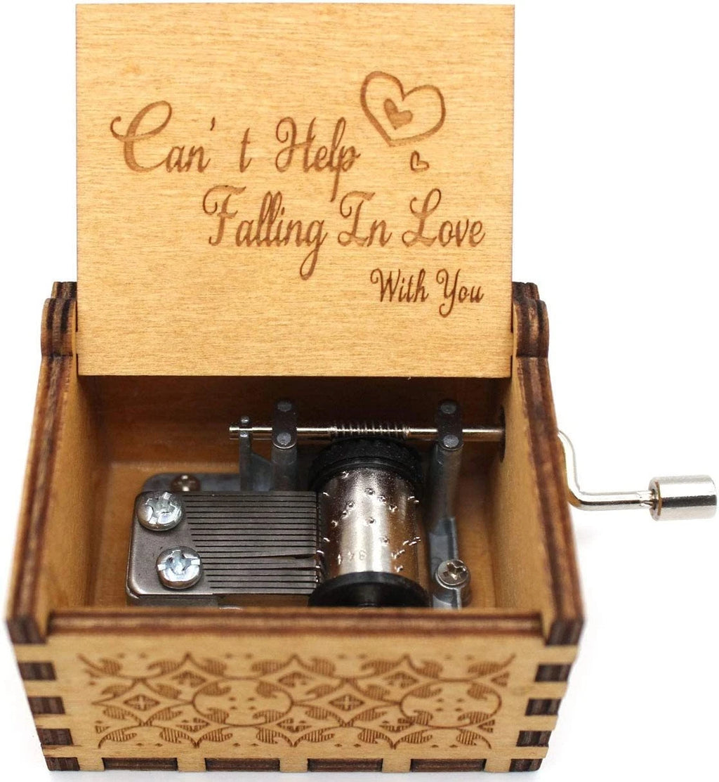 Wooden hand cranked music box falls in love, UV painted music box gives nostalgic handmade gift Oasis Select 10