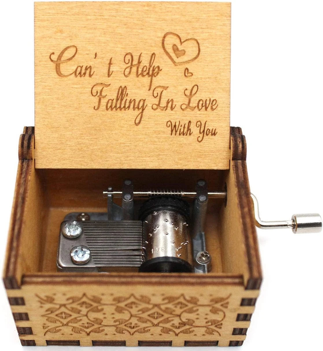 Wooden hand cranked music box falls in love, UV painted music box gives nostalgic handmade gift Oasis Select 10