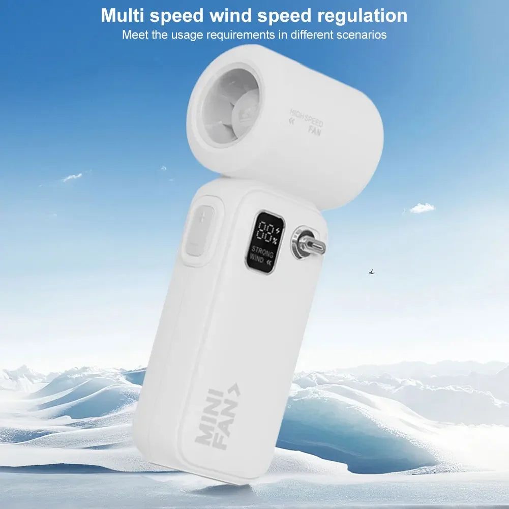 High Speed Fan Cooling Fan Rechargeable Strong Wind Mini Fan Portable Outdoor Handheld Fans 4 Gears Wind Speed Adjustable Oasis Select