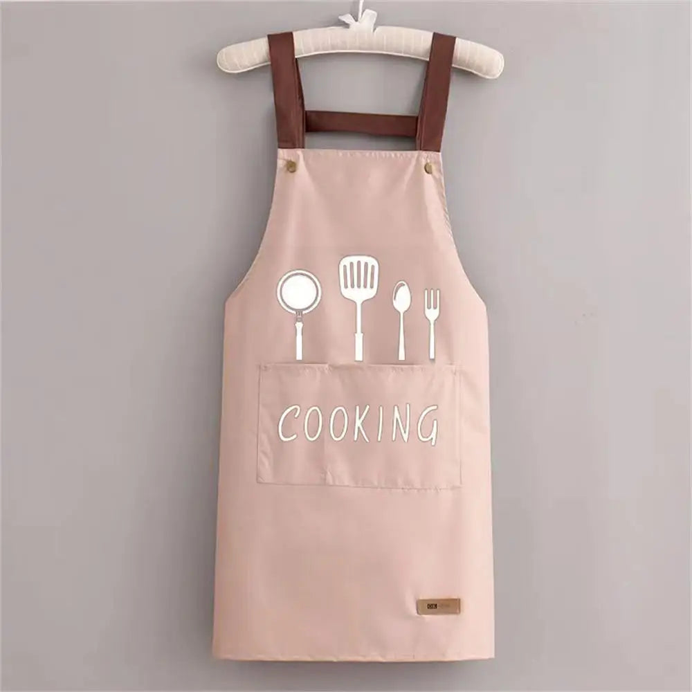 Waterproof Anti-Oil Kitchen Apron with Zipper Pocket | PVC