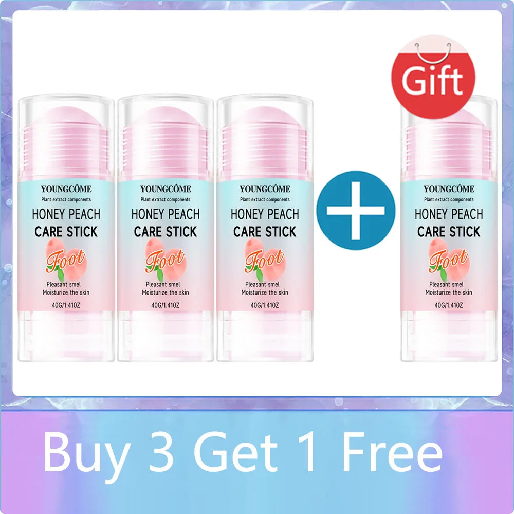 Honey Peach Foot Care Cream - 72H Moisturizing & Crack Repair, Natural Anti-Odor Formula, Portable Heel Balm for Dry/Calloused Oasis Select 40G-4PCS