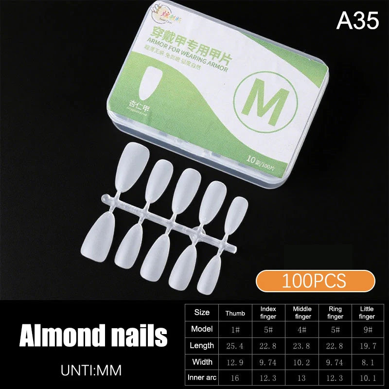 100pcs Clear Press-On Nail Tips – Full Cover Ultra-Thin False Nails