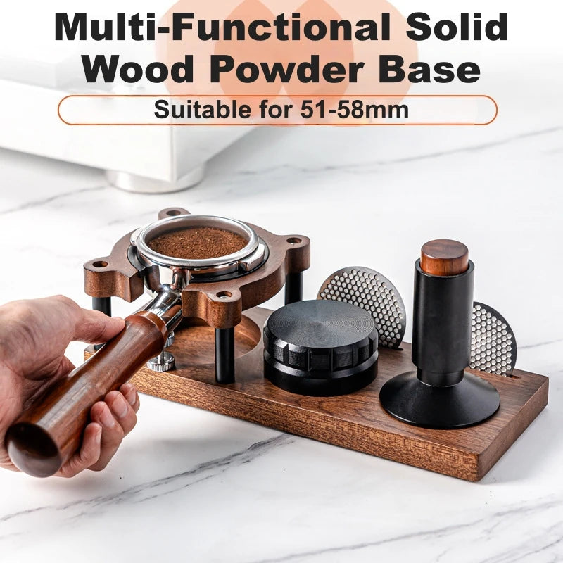 Premium Wood Coffee Tamper Mat Station Stand Portafilter Holder Filter Screen Holder Espresso Tamping Storage Rack 51/53/58mm Oasis Select